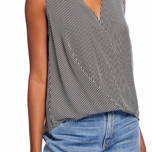 rag & bone Victor black/white stripe sleeveless silk blouse Size Small. NWT! - Picture 6 of 8